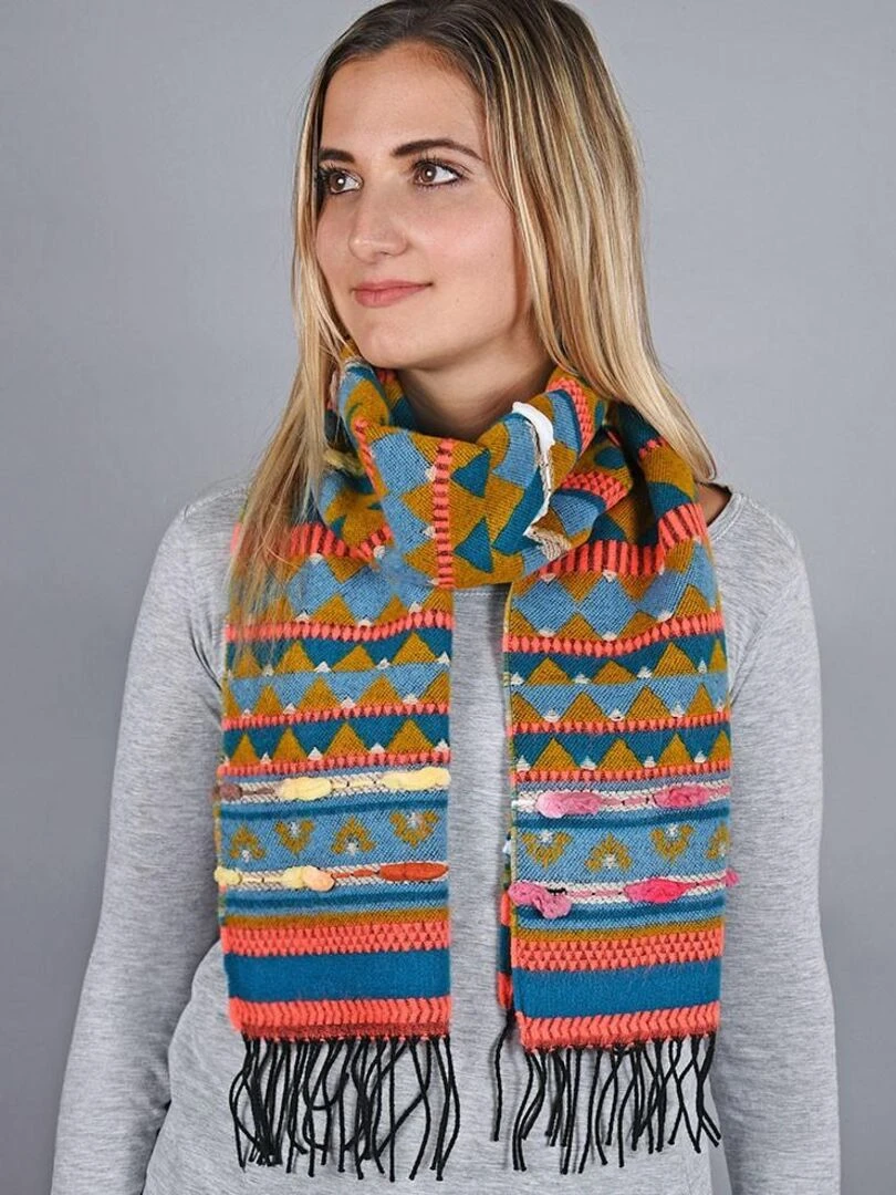 Echarpe Troïka Fabriqué en France Bleu turquoise