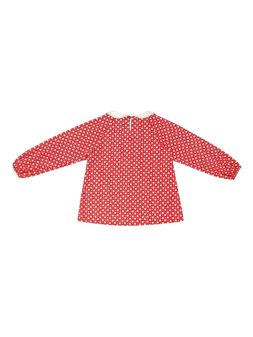 Blouse de Noël Fille  Rouge Blanc  Col Claudine   'LA FAUTE A VOLTAIRE'   Rouge
