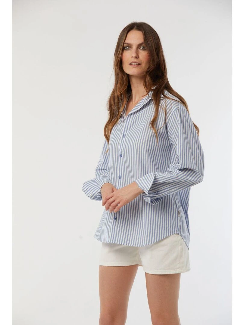 Lee Cooper   Chemise manches longues coton loose DHIMMI   Bleu
