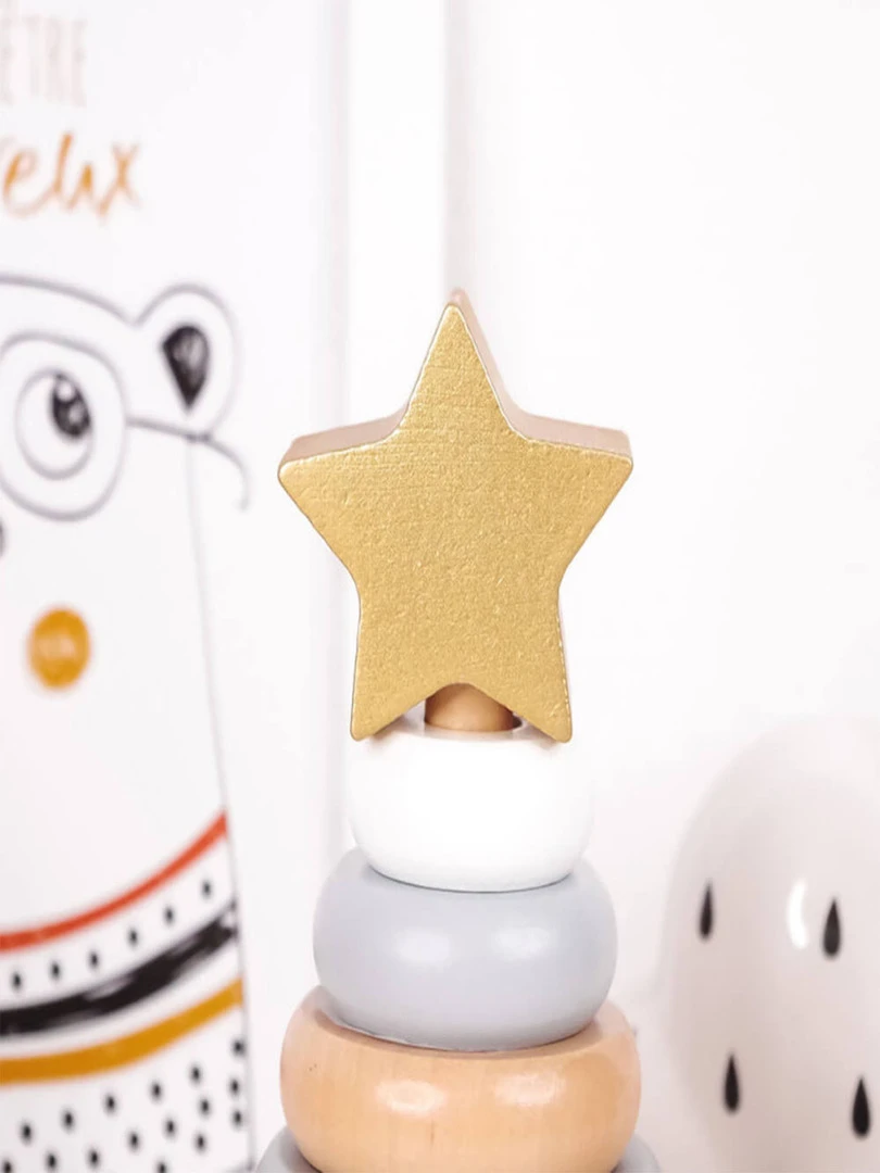 Jouet En Bois   Pyramide À Empiler En Or  Étoile   N/A