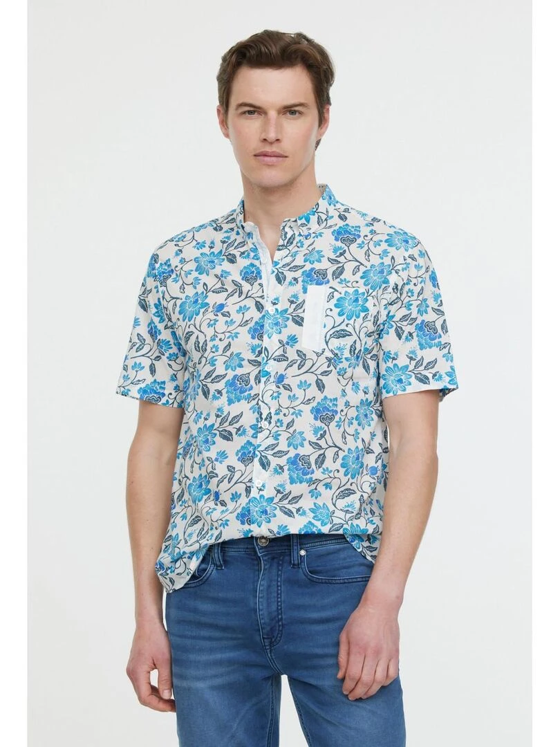 Lee Cooper Chemise manches courtes coton regular DAMYK MC Bleu céladon