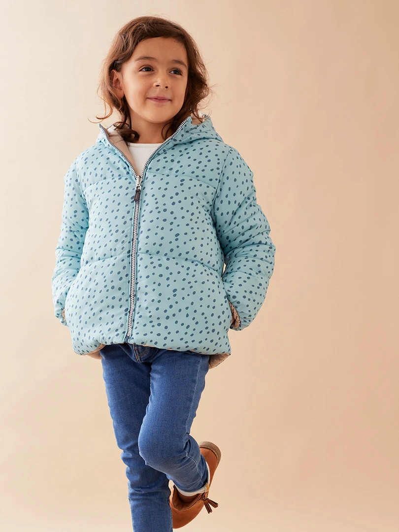 Manteau Réversible Aqua/doré Bleu