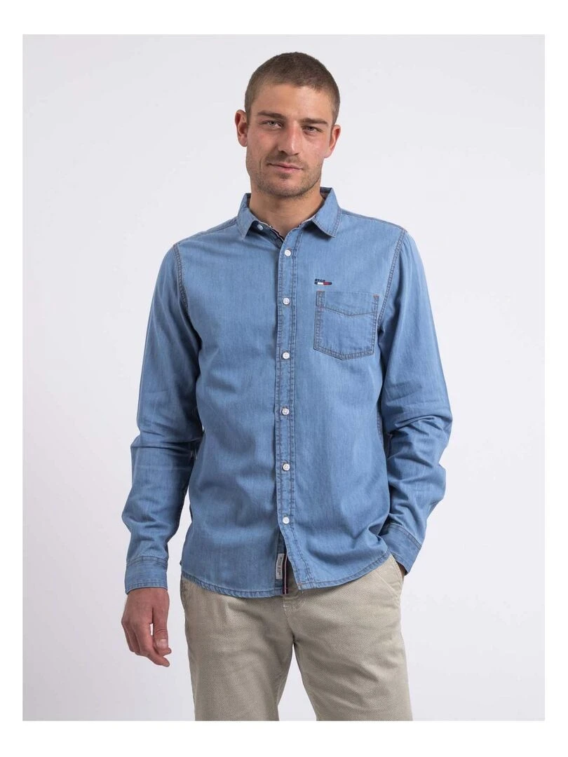 Chemise manches longues effet denim DENVIK Bleu