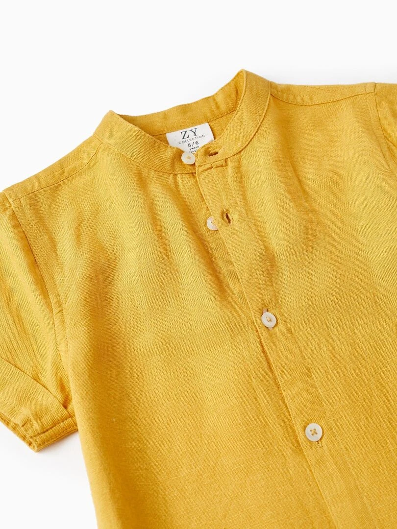Chemise à manches courtes avec lin pour garçon manches courtes MATISSE   Jaune foncé
