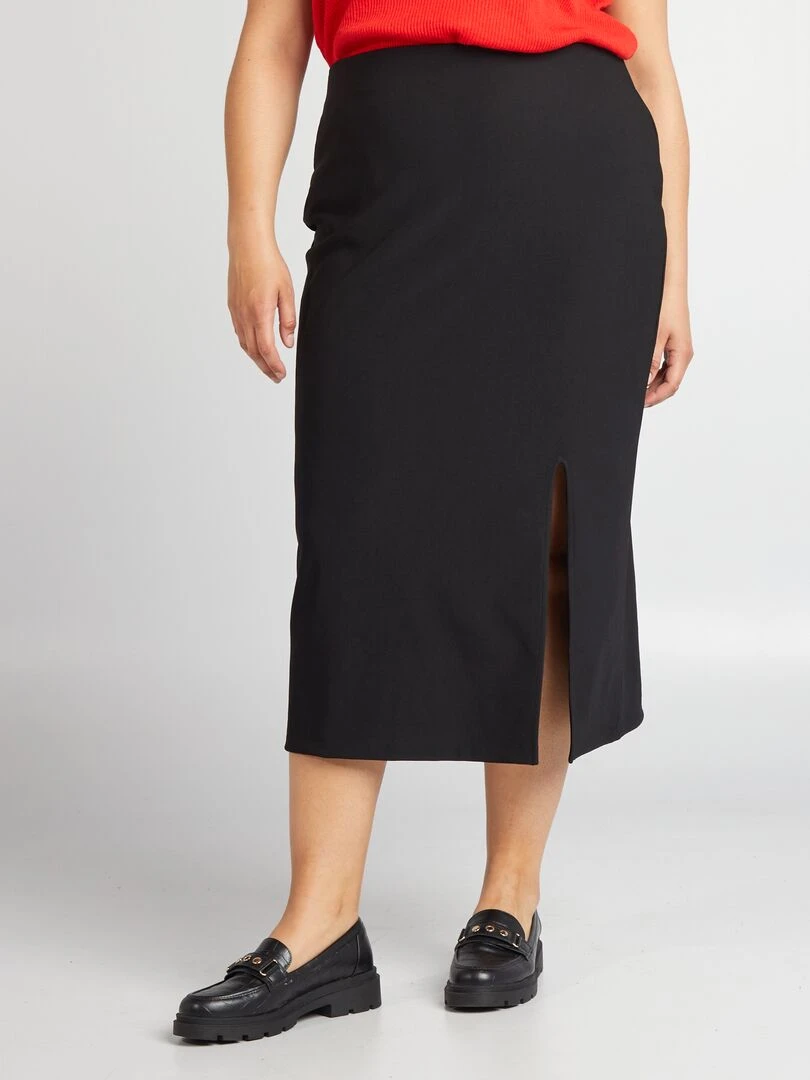 Jupe fendu coupe midi noir
