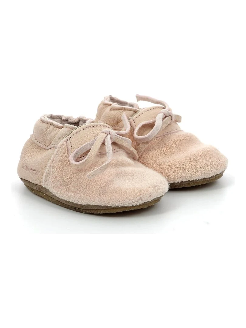 Chaussons Cuir Fleece Crp Rose