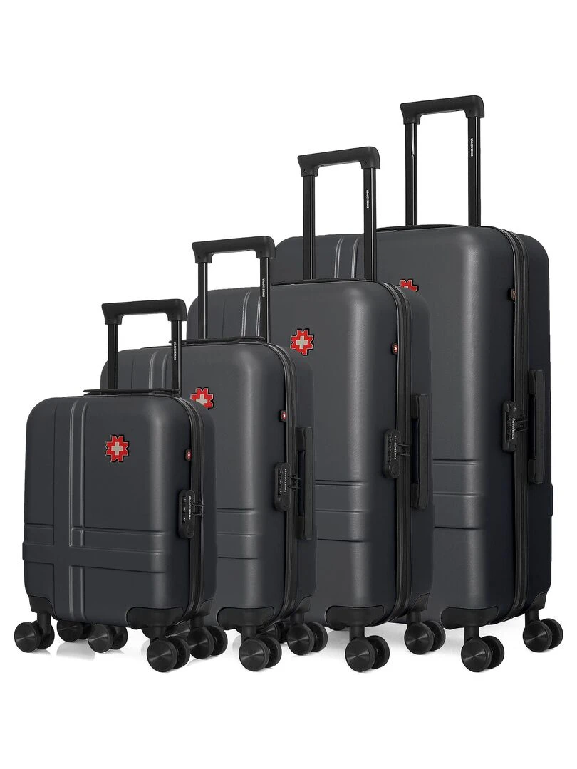 Set de 4 Valises Rigides Grand Format Taille Moyenne Valise Cabine et Vanity USTER M Noir