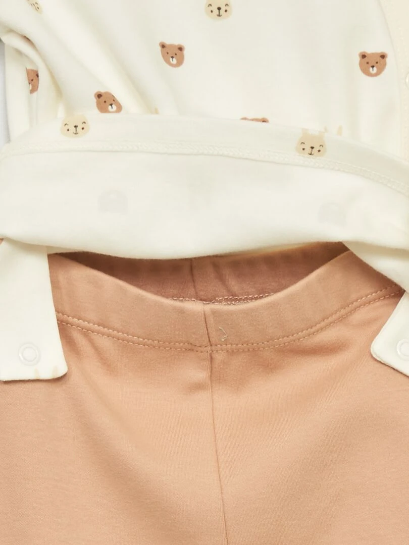 Ensemble pyjama en interlock   2 pièces   Ecru/beige