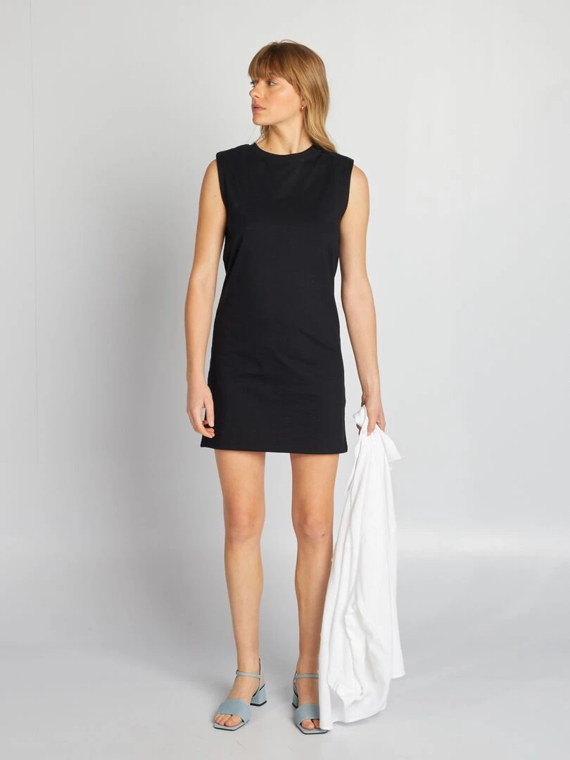 Robe courte à épaulettes noir