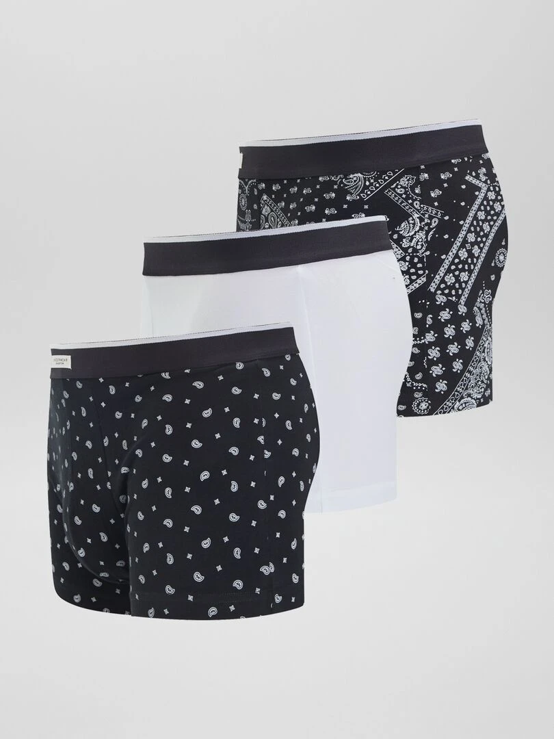 Lot 3 boxers stretch   Noir/gris