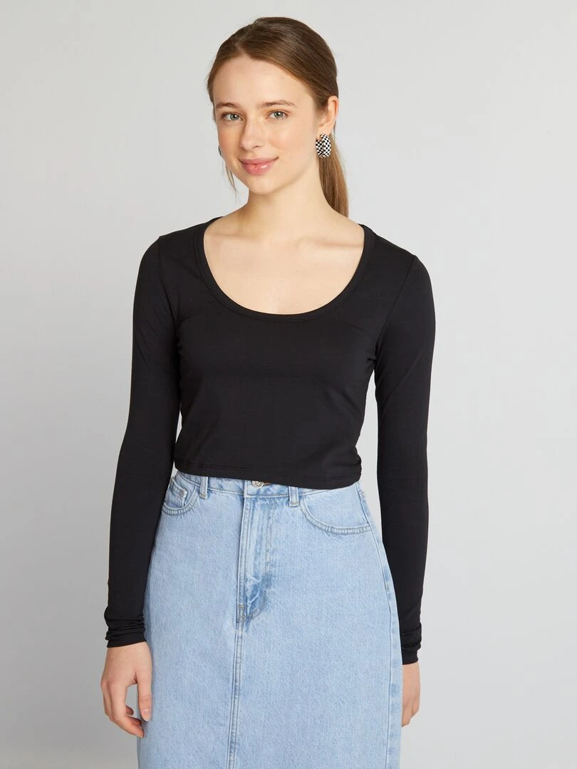 Crop top manches longues noir