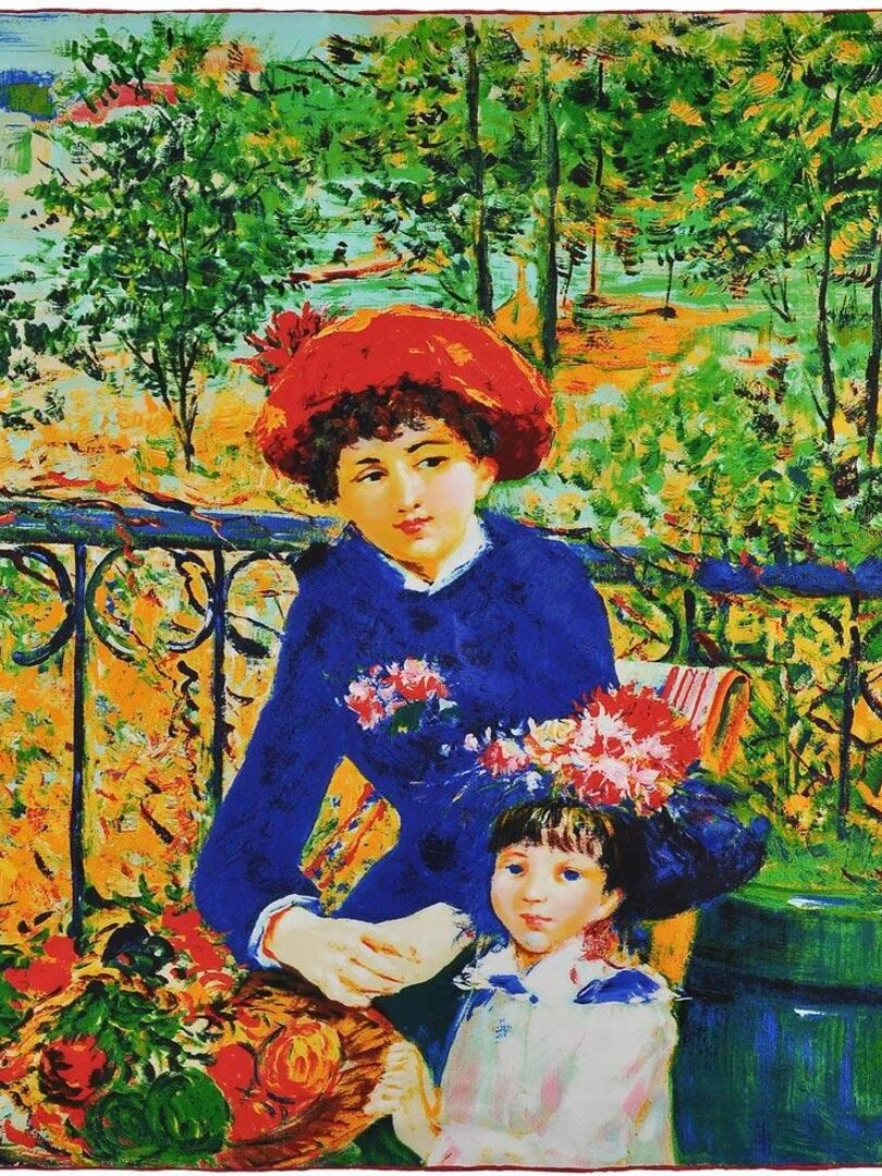 Carré de soie Renoir "Sur la terrasse" Multicolore