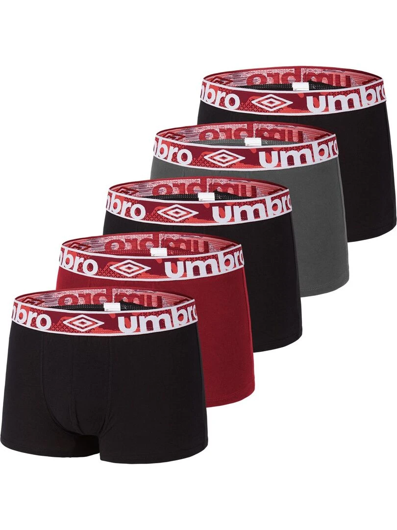 Lot de 5 Boxers coton homme Uni Umbro Noir