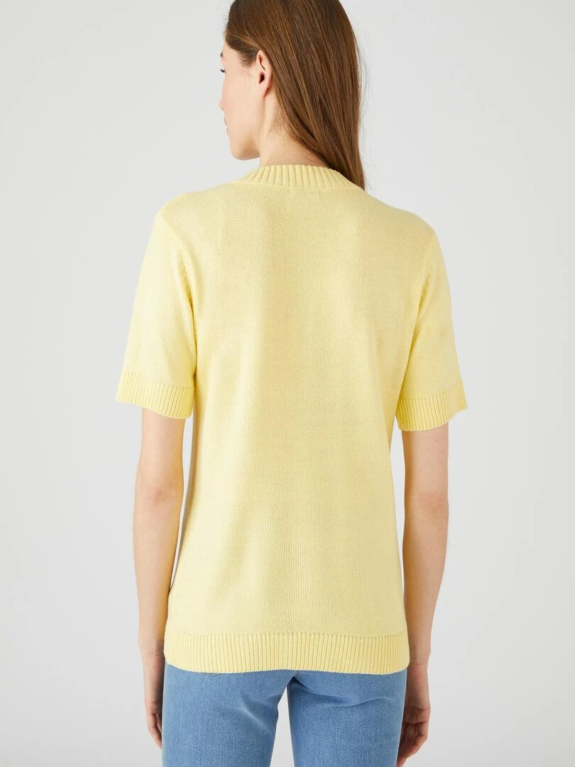 Pull maille jersey souple et douce   Damart   Jaune pâle