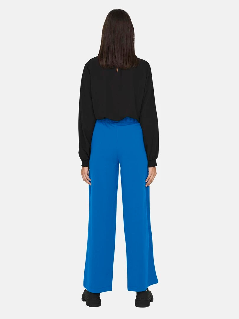 Pantalon large à taille haute BLEU