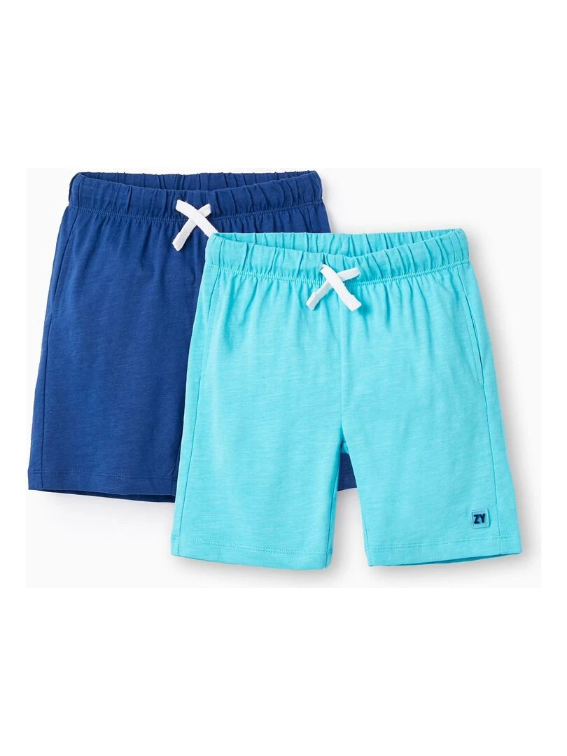 2 Shorts en Jersey de Coton pour Garçon Bleu foncé