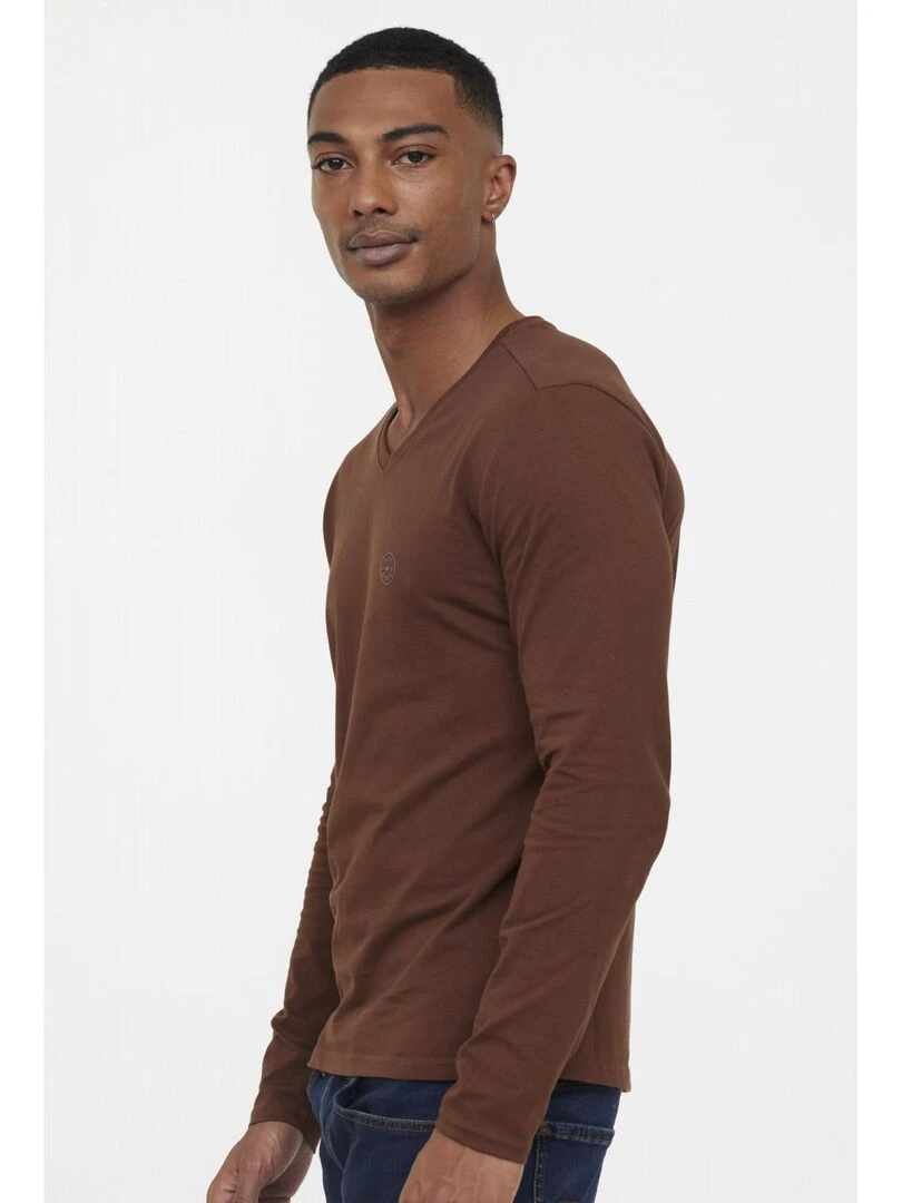 Lee Cooper T Shirt manches longues coton regular AJESSY Marron