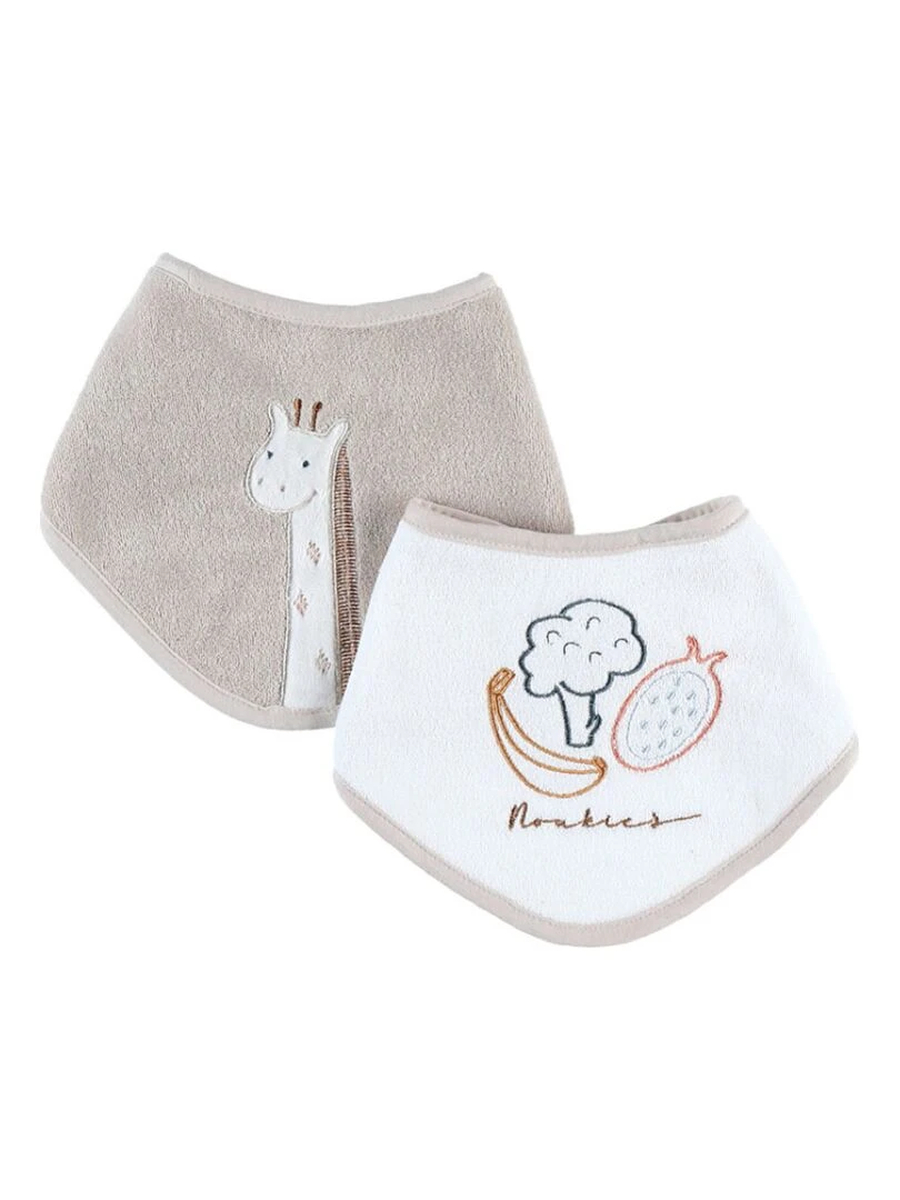 Lot De 2 Bavoirs Bandanas Éponge Tiga La Girafe Tso Beige