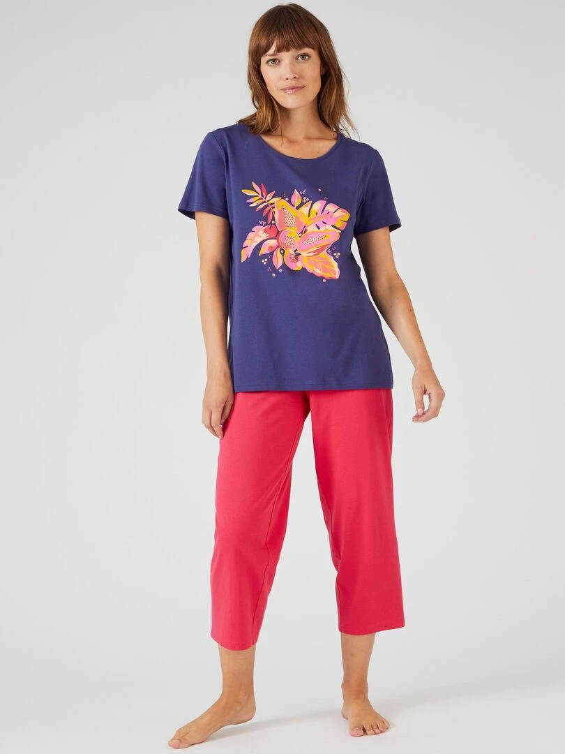 Pantacourt de pyjama en pur coton Damart Magenta