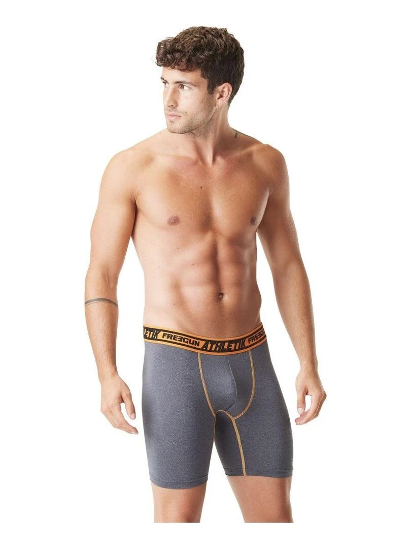 Lot de 4 Boxers longs homme chiné Aktiv Sport Freegun   Gris