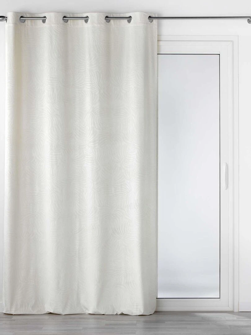 Rideau occultant en velours feuilles de monstera   Beige