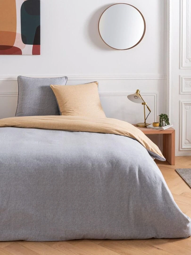 Future Home Drap housse en flanelle coton 57 fils uni Gris