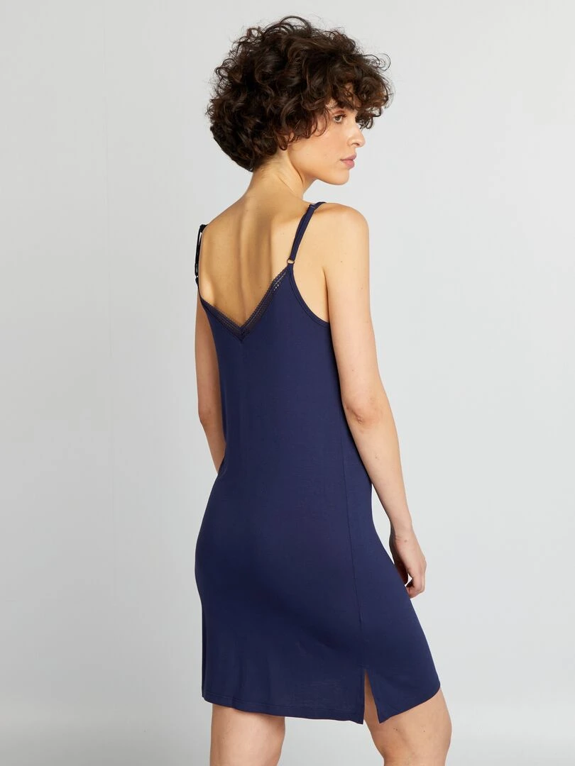 Nuisette mi longue avec dentelle Bleu