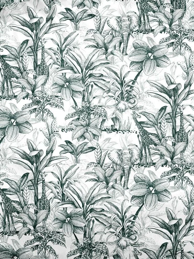 Housse de couette 240x220 Jouy tropik + 2 taies 100% coton 57 fils   Vert