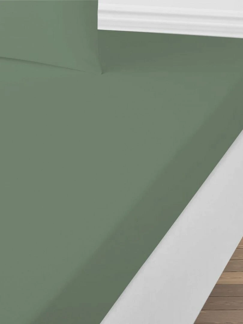 Future Home   Drap housse en coton 57 fils uni   Noir Vert