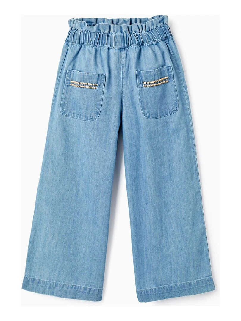 Jean Avec Perles Pour Fille 'Wide Leg' Bleu