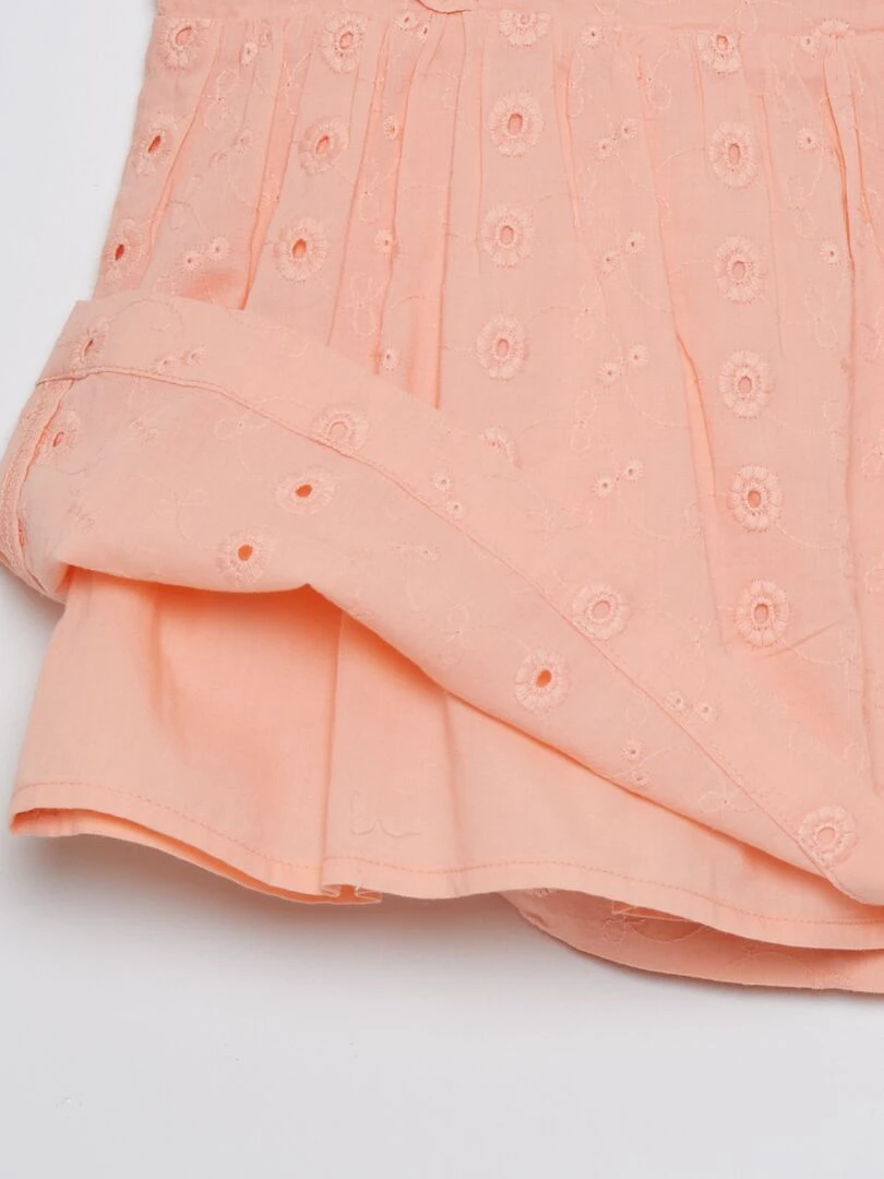 Robe volantée avec broderie anglaises   Rose