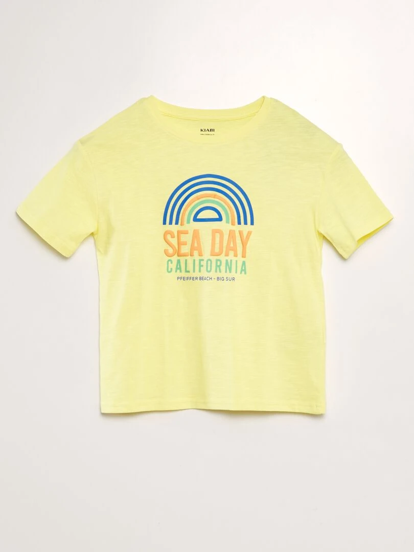 Tee shirt moulinée imprimé Jaune