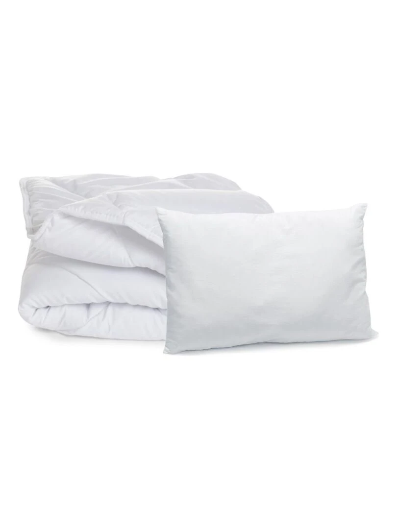 Bleu Câlin Couette et oreiller bébé lavables à 95°C Blanc