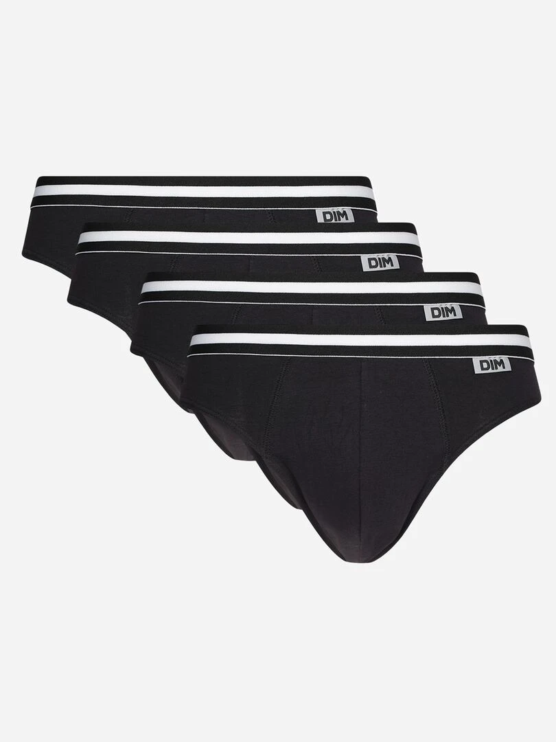 Lot 4 slips coton stretch 'Ecodim' noir