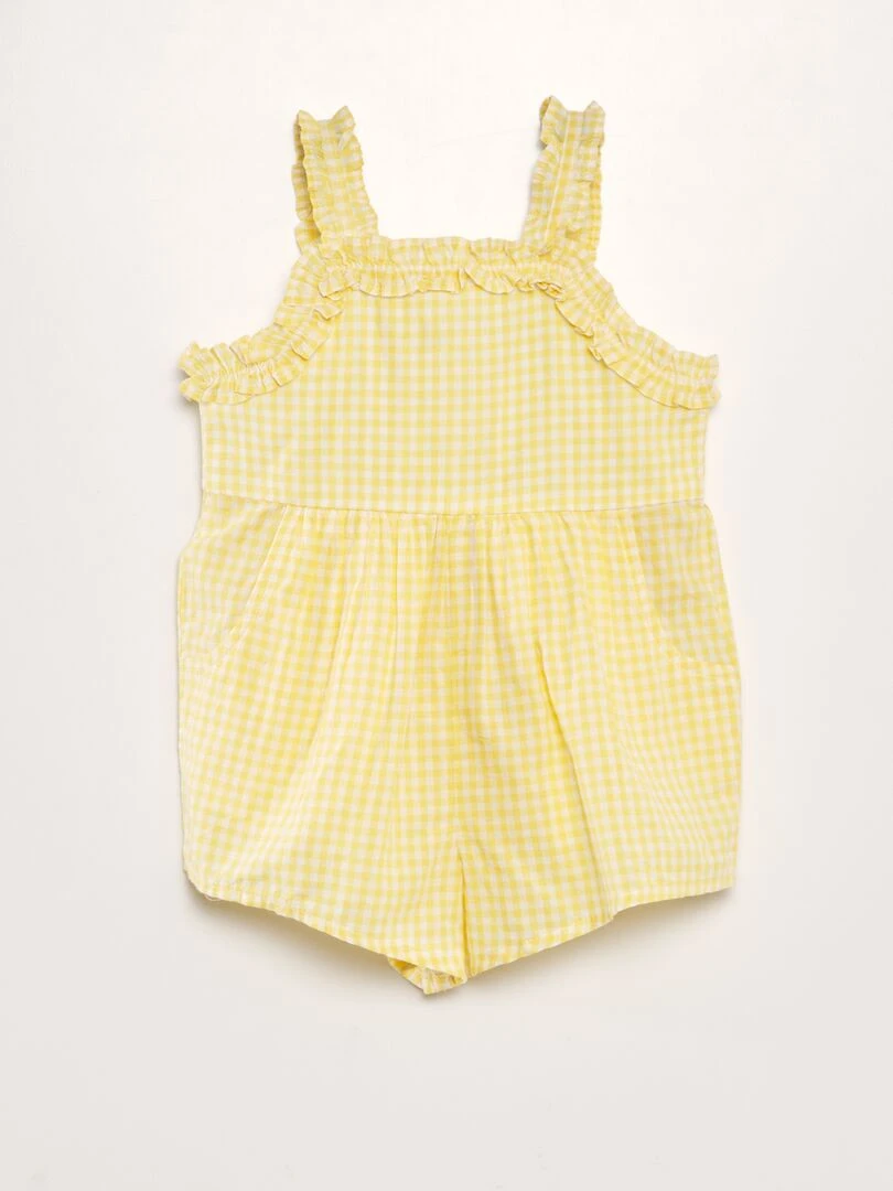 Combinaison vichy en voile de coton Jaune
