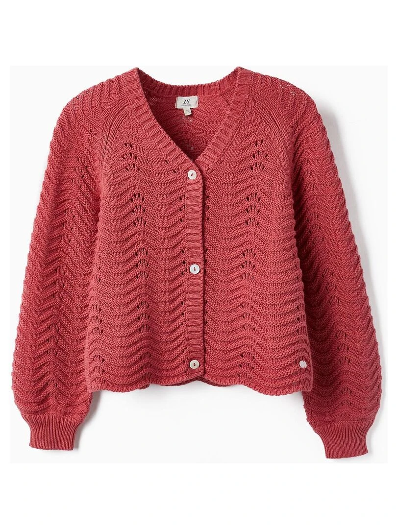 Gilet en Maille pour Fille SPRING BEGINS Rose foncé