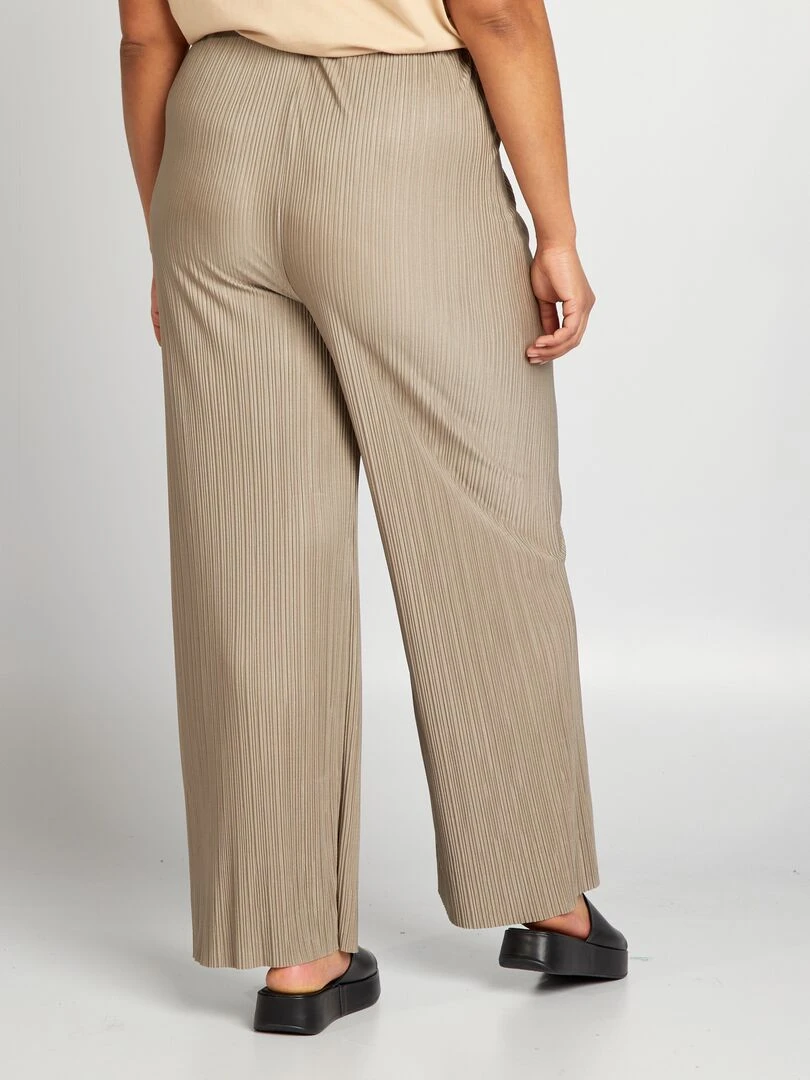Pantalon large en maille plissée   Taupe
