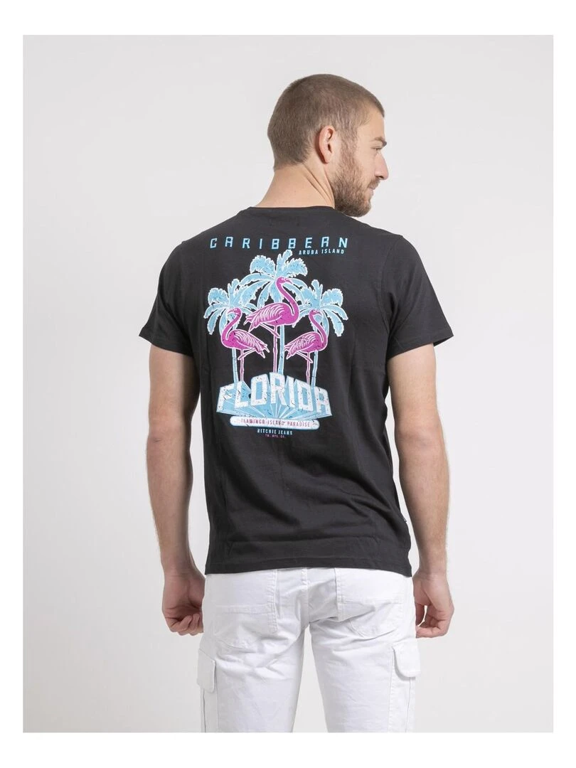 T shirt col rond pur coton NARUBA Noir