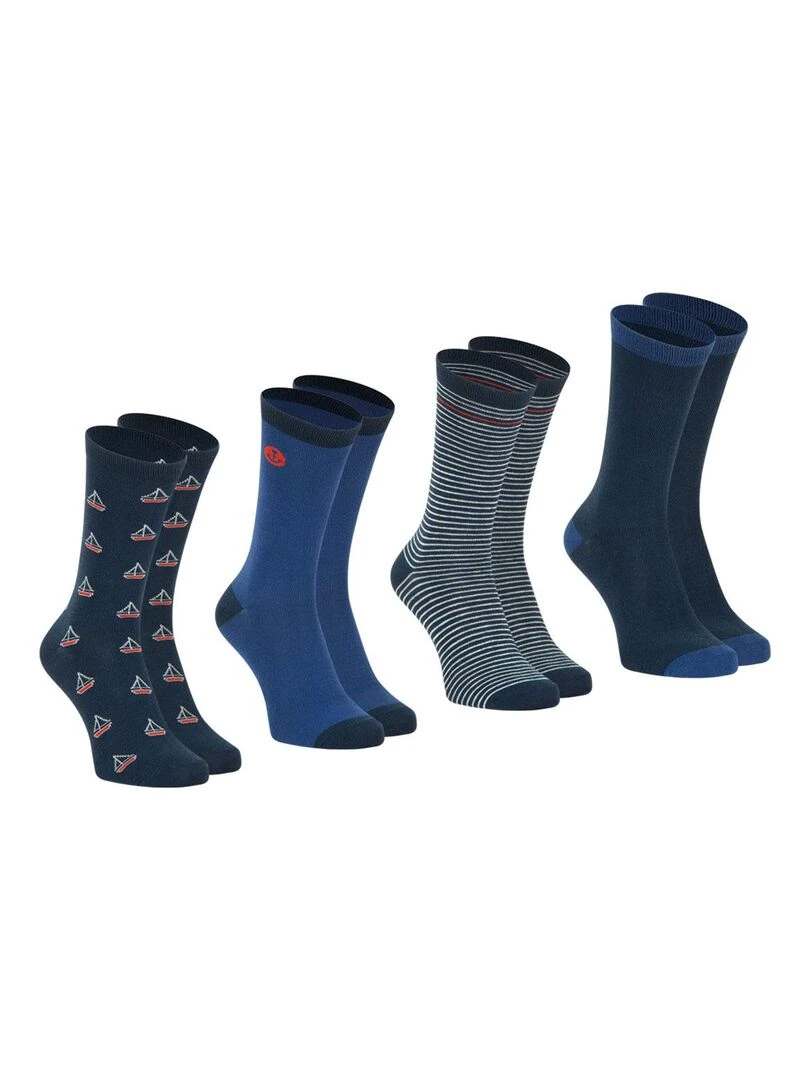 Lot de 4 paires de chaussettes mi hautes homme Ecopack Bleu