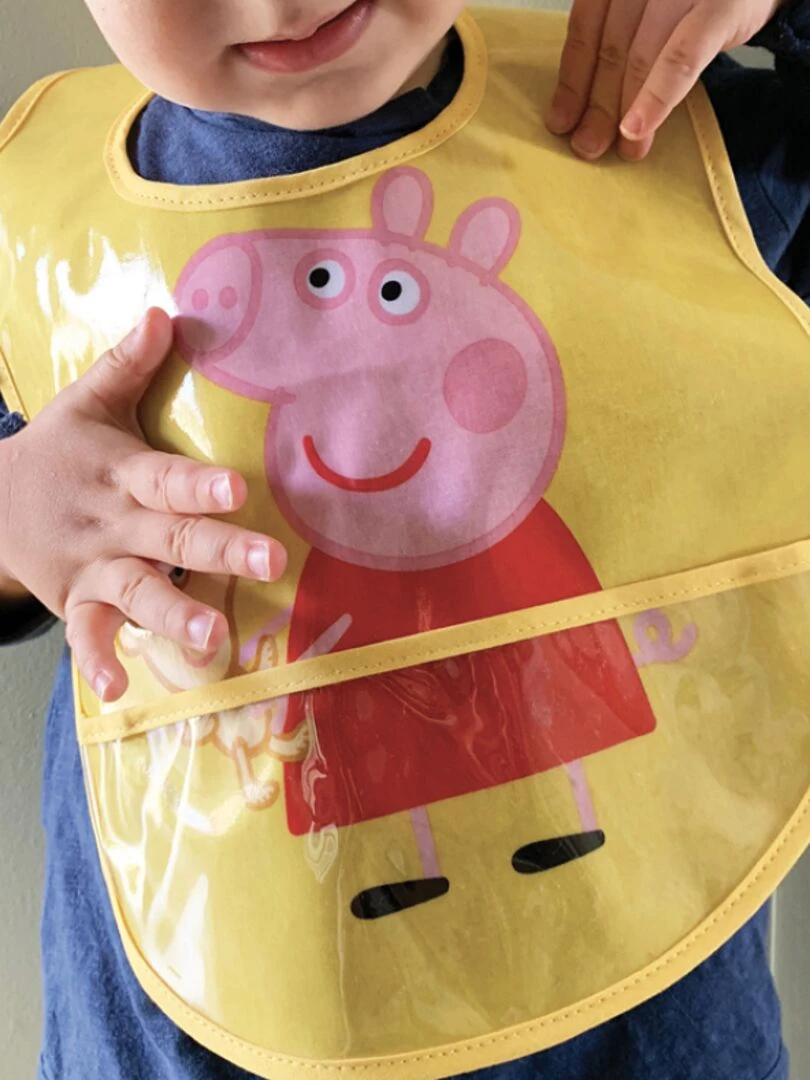 Bavoir plastifié à velcro Peppa Pig jaune   Jaune