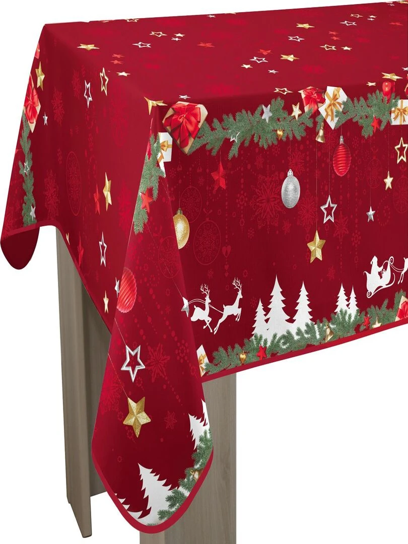 Nappe Anti taches Noël Rouge   Rectangle 150 x 350 cm   Rouge