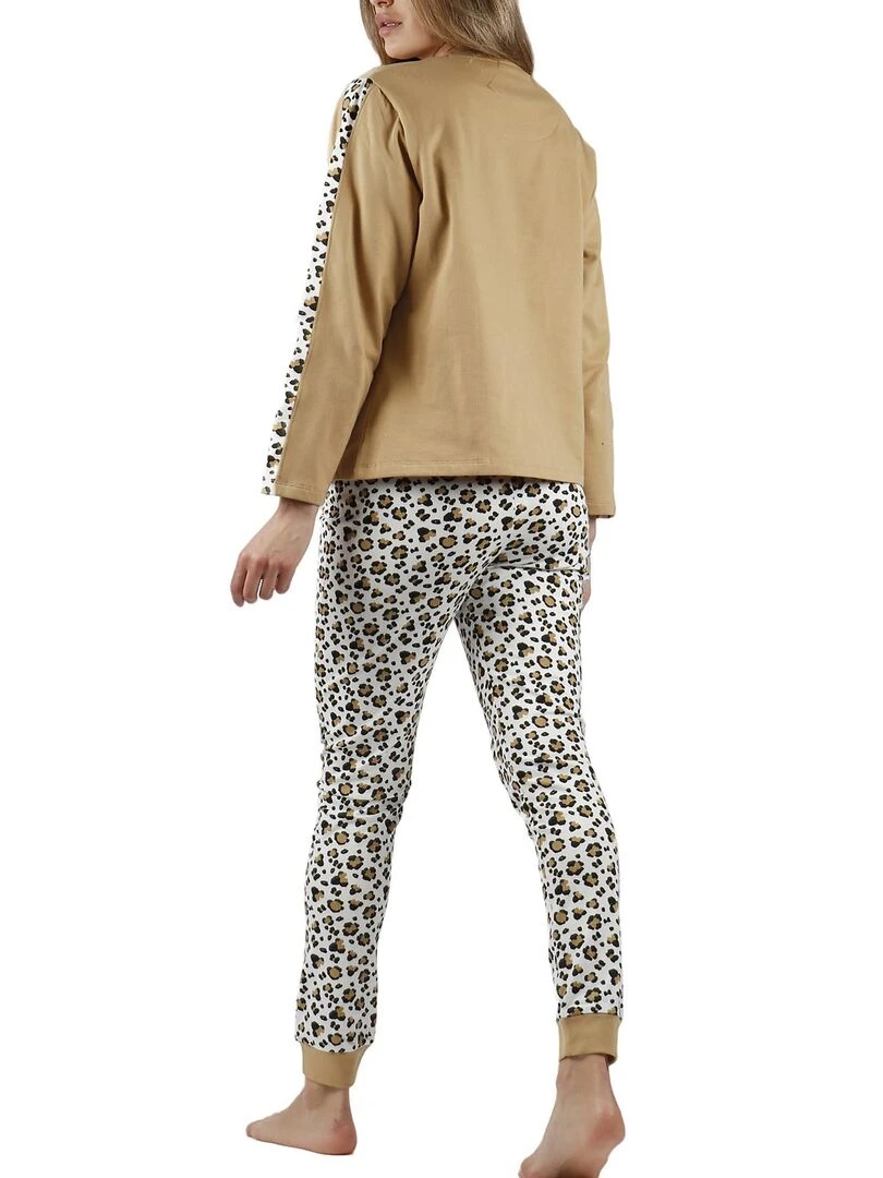 Pyjama tenue pantalon top manches longues Minnie Leopardo Disney Marron