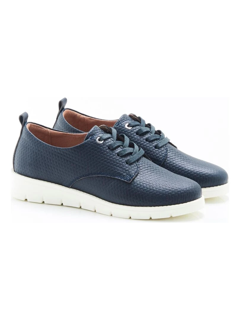 Derbies légères dessus cuir reliéfé Amortyl Damart Bleu marine