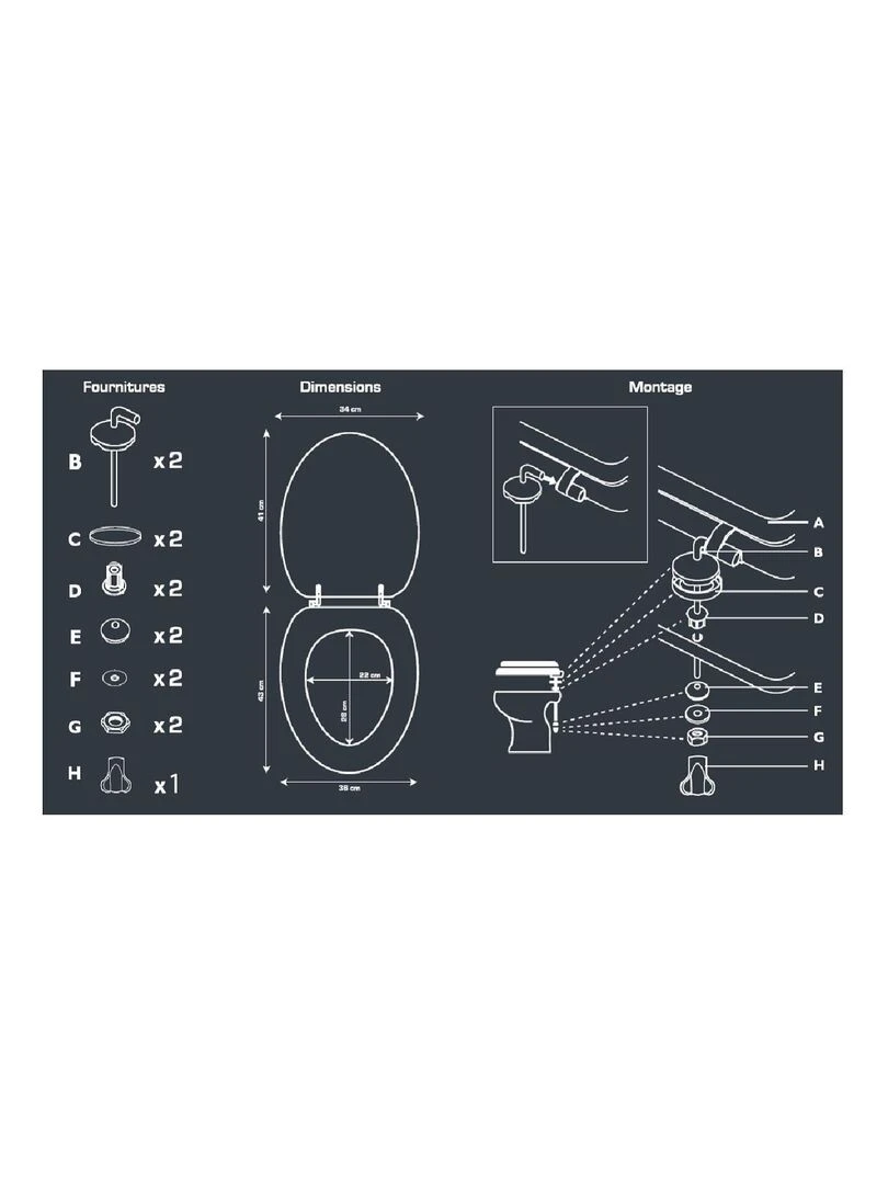 Guy Levasseur   Abattant WC MDF compressé blanc galet 44cm   Blanc
