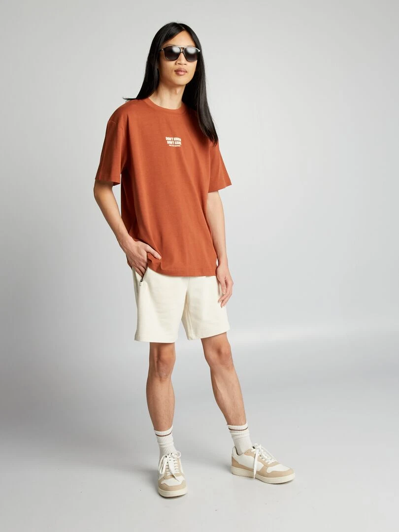 Short en molleton avec poches zippées beige