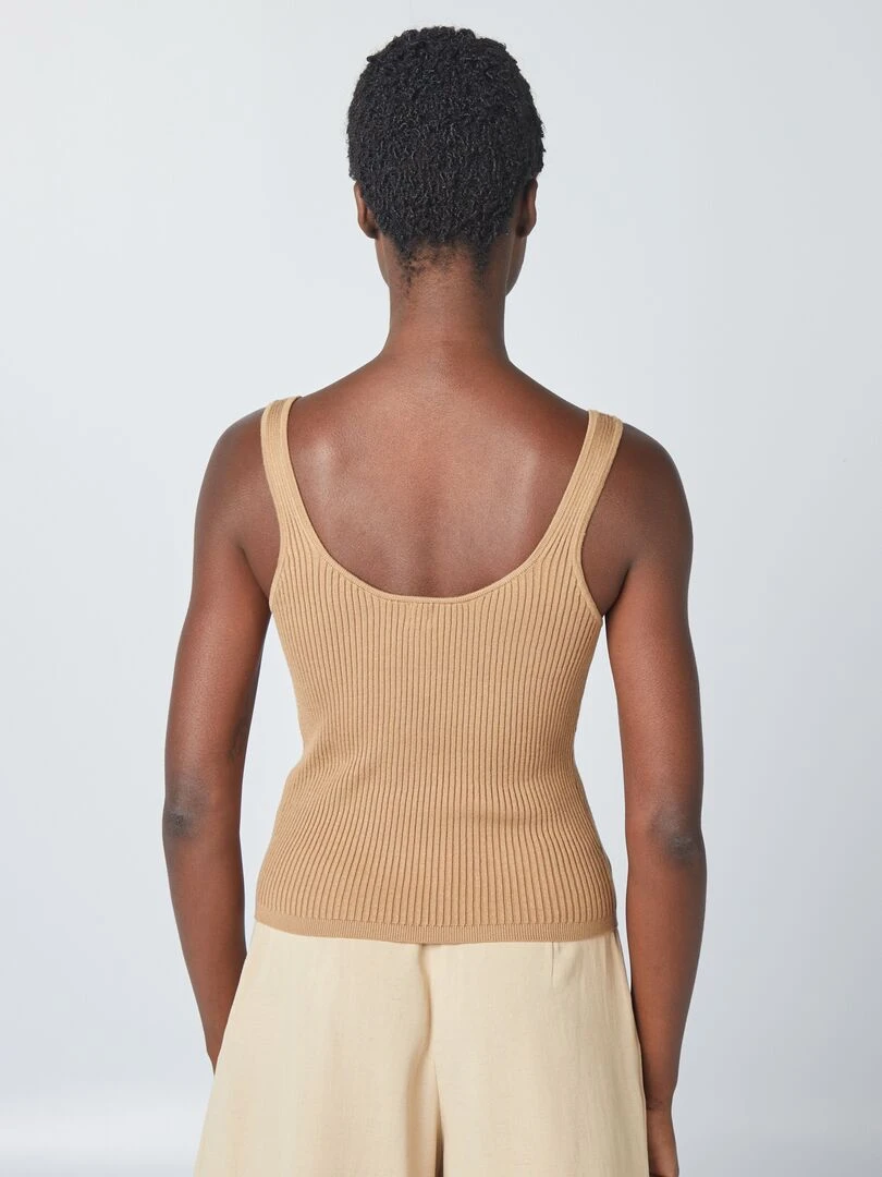Débardeur en maille côtelée   Camel