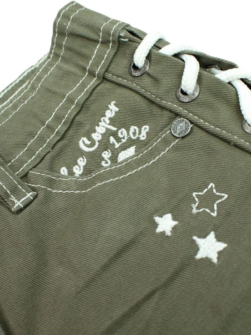Lee Cooper   Short fille imprimé logo en coton   Kaki