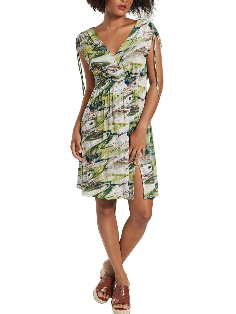 Robe estivale manches courtes Indonesia   Vert