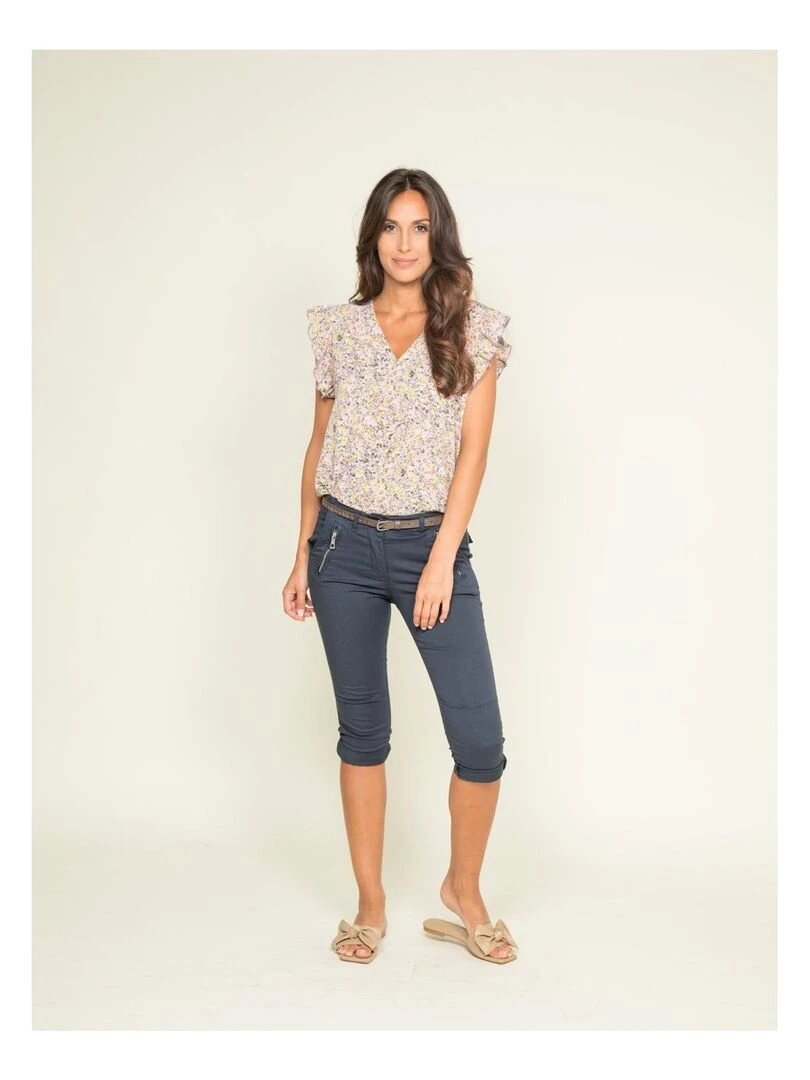 Pantacourt chino XELENA   Bleu marine