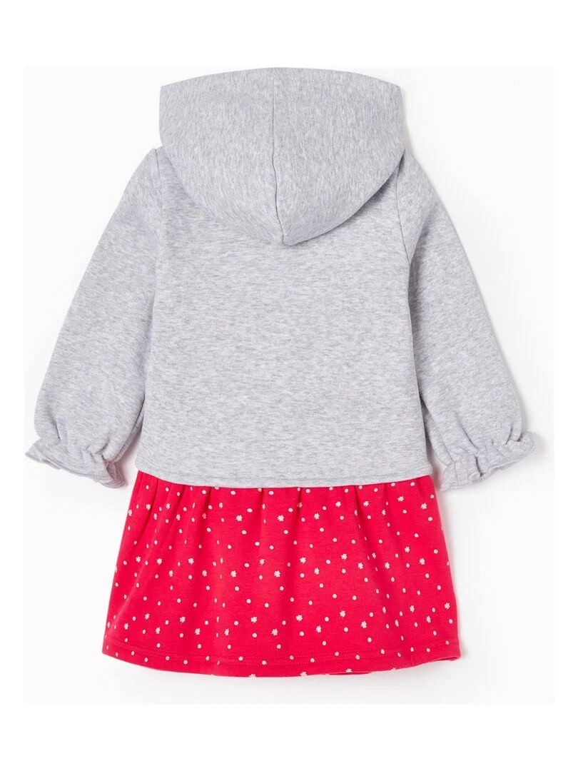 Robe Sweat Effet Thermique Bébé Fille 'Bonne Chance' manches longues READY PLAYER Gris clair